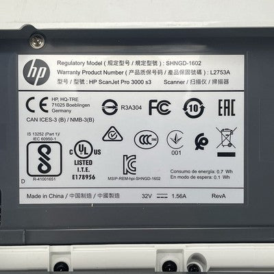 HP ScanJet Pro 3000 S3 Duplex Document Scanner NO Power Adapter SHNGD-1602