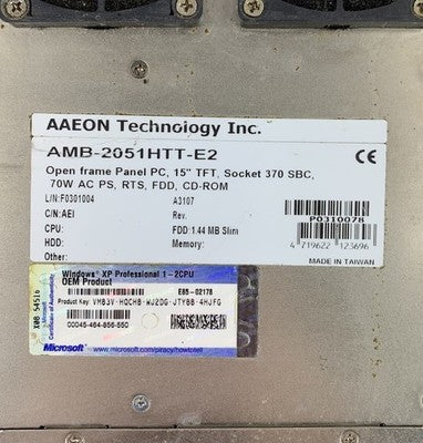 AAEON AMB-2051HTT-E2 Open Frame Panel PC 15" TFT