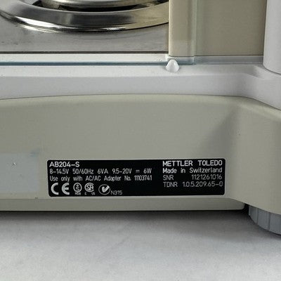 Mettler Toledo AB204-S Analytical Balance Digital Scale 10mg-220g w/ AC Adapter