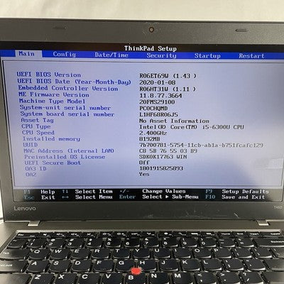 Lenovo ThinkPad T460 14" i5-6300U 2.40 GHz 8 GB RAM No SSD No OS Bad Bottom