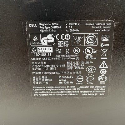 Dell Optiplex 7010 MT Intel Core i5-3470 3.20 GHz 4 GB Ram No HDD No OS