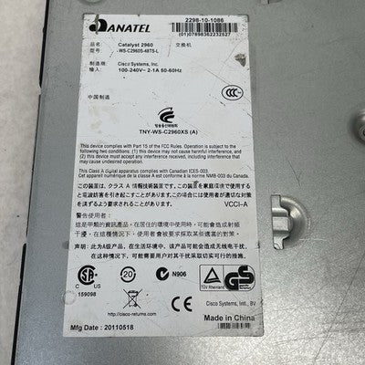 Cisco WS-C2960S-48TS-L 48 Port Managed V03 - Tested
