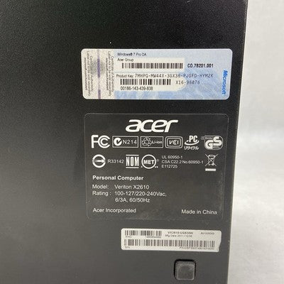 Acer Veriton X2610 SFF Intel Pentium G630 2.7GHz 4GB RAM No HDD No OS
