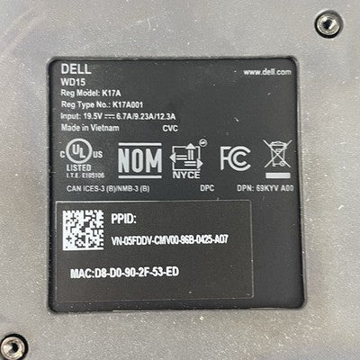 Dell WD15 K17A 05FDDV USB-C Docking Station K17A001 HDMI