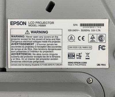Epson BrightLink 595Wi H599A LCD Projector 205 Lamp Hours - No Remote Loud Fan