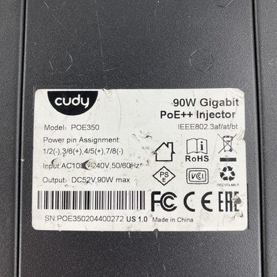 Cudy POE350 90W DC 52V Gigabit PoE Injector No Power Cord - Untested