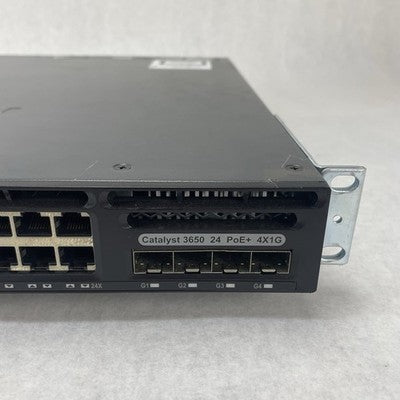 Cisco Catalyst WS-C3650-24PS-S V01 24-Port PoE+ 4x1G  1x PSU AC - Tested Reset