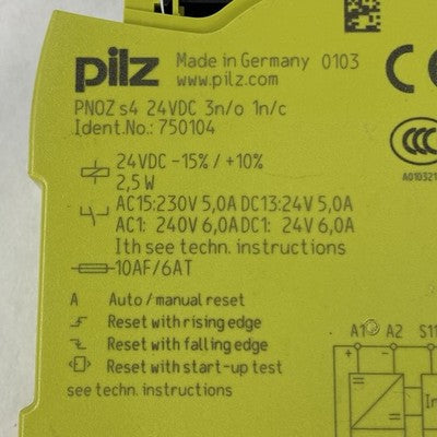 Pilz 750104 PNOZ S4 Safety Relay Module Untested No Cover