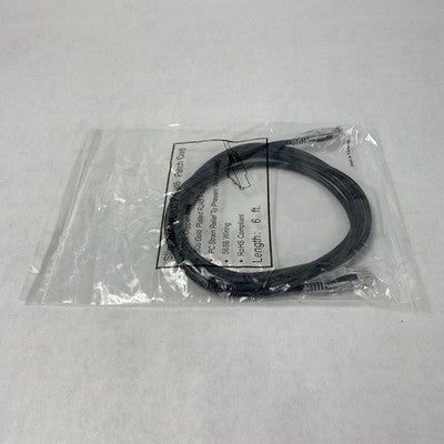 Slim 28AWG UTP Cat6 Patch Cord 6ft Black (Lot of 10)