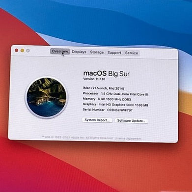 Apple A1418 iMac 21.5" 2014 1.4 GHz Core i5 8 GB RAM 500GB HDD macOS 11.7.1