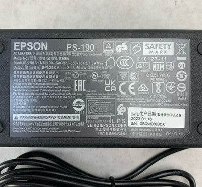 Epson PS-190 M368A 24V 2.1A 50.4W AC Adapter Power Supply