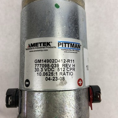 Ametek PITTMAN 30.3VDC Motor GM14902D412-R11 REV H 10.0625:1 Ratio - Untested