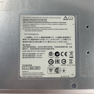 NetApp NAJ-1001 24-Bay SAS Hard Drive Array No PSUs, Controllers, or HDDs