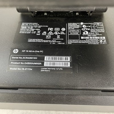 HP 19-2113W Celeron J1800 2.41 GHz 4 GB Ram No HDD No OS