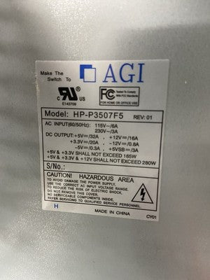 Chenbro Xpider Gaming Bomb Mid Tower Computer Case AGI HP-P3507F5 350W PSU