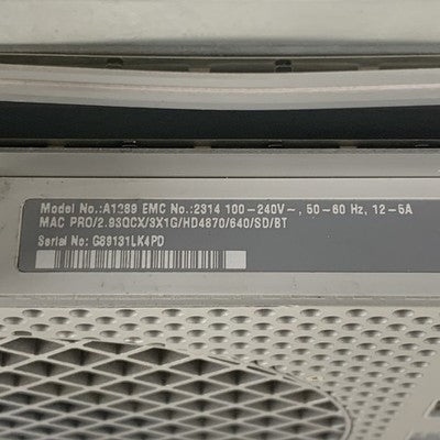 Mac Pro A1289 2009 Xeon W3540 2.93 GHz 4 GB RAM 240 GB SSD 10.11.6 OS NO GPU