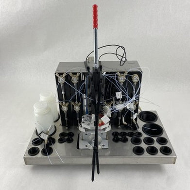 RS PRO 254850 Manual Toggle Press w/ 9 Tricontinent C3000 10010 Syringe Pumps