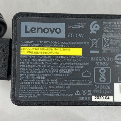 Lenovo PA-1650-72 65W 20V 3.25A Square Yellow Tip AC Adapter (Lot of 8)
