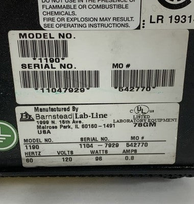 Lab-Line Barnstead 1190 Mistral Mixer - Deteriorating Rubber
