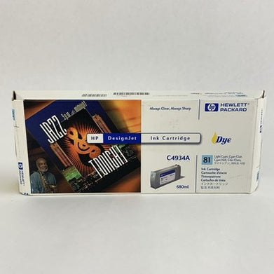 HP C4934A 81 DesignJet Light Cyan Dye Ink Cartridge New OEM Sealed in Box