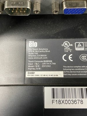 ELO ESY15X2 AIO Intel Celeron J1900 1.99GHz 4GB RAM No HDD No OS Windows 10 COA