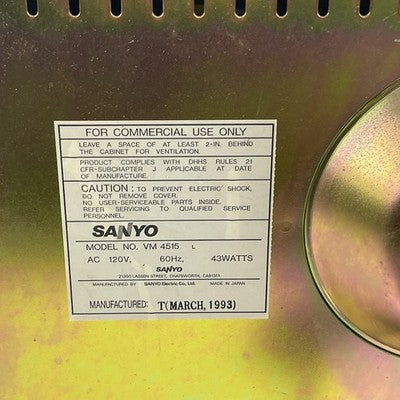 Sanyo VM-4515 Vintage B&W CRT 1993