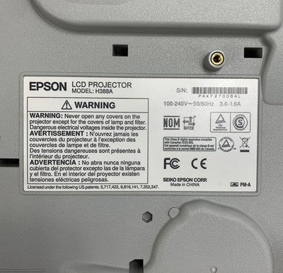 Epson H388A PowerLite 915W LCD Lamp Projector 2711 Lamp Hours No Remote