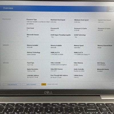 Dell Latitude 5520 15.6" i5-1135G7 2.40 GHz 8 GB RAM No SSD/OS/AC/Batt