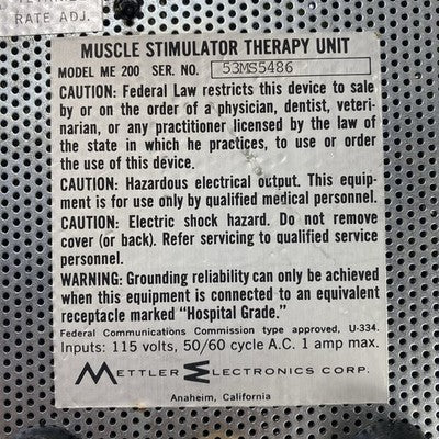 Mettler ME-200 Electrical Muscle Stimulator Power Tested