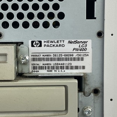 HP Netserver LC 3 Server Intel Pentium II 400MHz 256MB RAM No HDD No OS