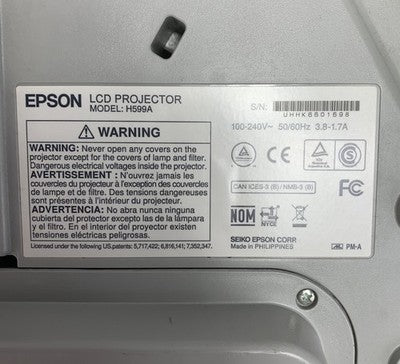 Epson BrightLink 595Wi H599A LCD Lamp Projector 3133 Lamp Hours - No Remote