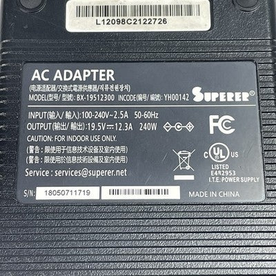 Superer AC Adapter BX-195123000 19.5V 12.3A 240W For Dell