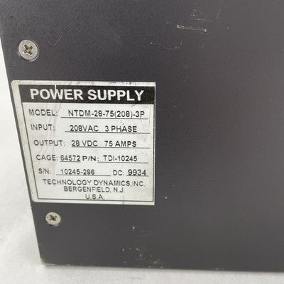 Technology Dynamics NTDM-28-75 28 VDC 75A AC-DC Switching Power Supply Untested