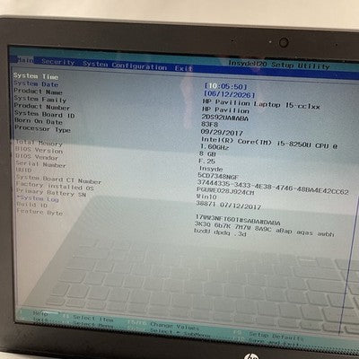 HP Pavilion 15-3168NGW 15.6" i5-8250U 1.60 GHz 8 GB RAM No SSD/OS/AC