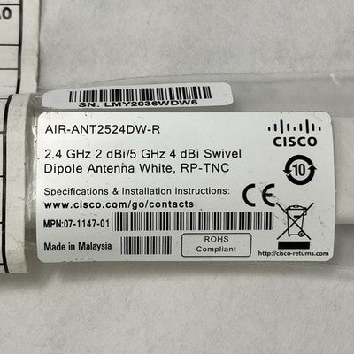 Cisco AIR-ANT2524DW-R Dual-Band Wireless Antenna White 2.4 GHz/5 GHz (Lot of 10)