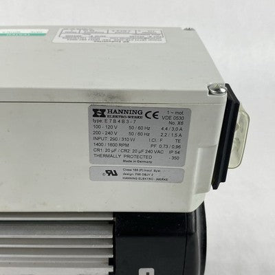 Oerlikon TRIVAC D 2,5 E Rotary Vane Vacuum Pump 140009 Hanning E7B4B3-7 Motor