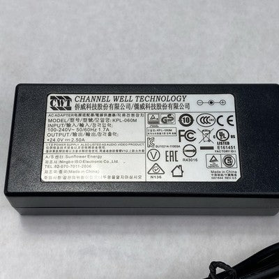 Channel Well Technology KPL-060M 60W 24V 5.5mm OD 2.5mm ID AC Adapter (Lot of 5)