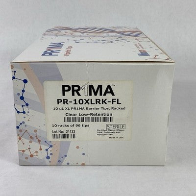 PR1MA PR-10XLRK-FL 10µl XL Clear Racked PR1MA Barrier Tips Case -4800 Total Tips