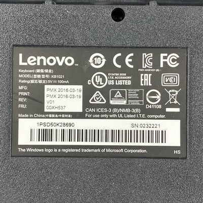 Lenovo KB1021 Black Full Size USB Wired Keyboard Tested (Lot of 3)