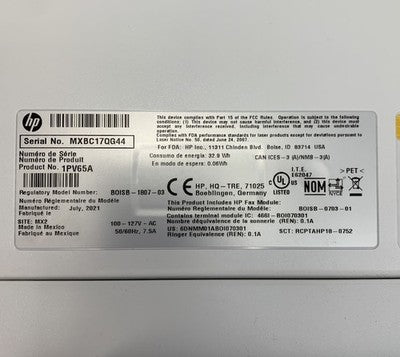 HP LaserJet Pro MFP M528 BOISB-1807-03 Printer Back Panel