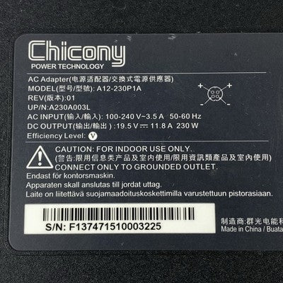 Chicony A12-230P1A 230W 19.5V 11.8A AC Adapter