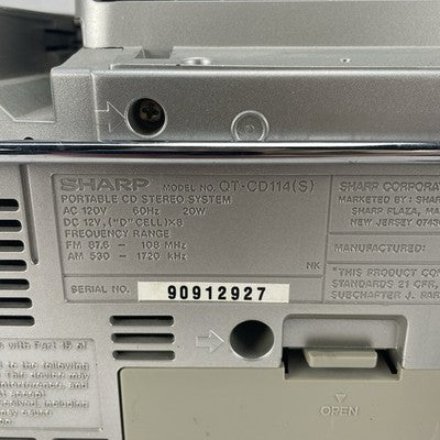 Sharp QT-CD114 Broken CD Player  Working Tape Deck and AM/FM Parts Or Repair