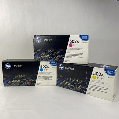 HP Print Cartridge Mixed Lot of 3 Yellow Q6472A Cyan Q6471A Magenta Q6473A 502A