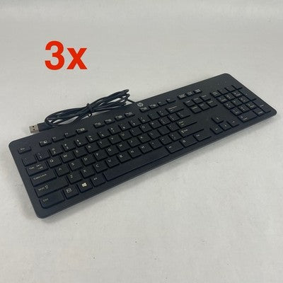 HP PH0U Slim USB Wired US Black Desktop Keyboard with Numpad Lot of 3