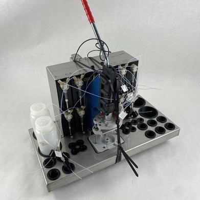 RS PRO 254850 Manual Toggle Press w/ 9 Tricontinent C3000 10010 Syringe Pumps