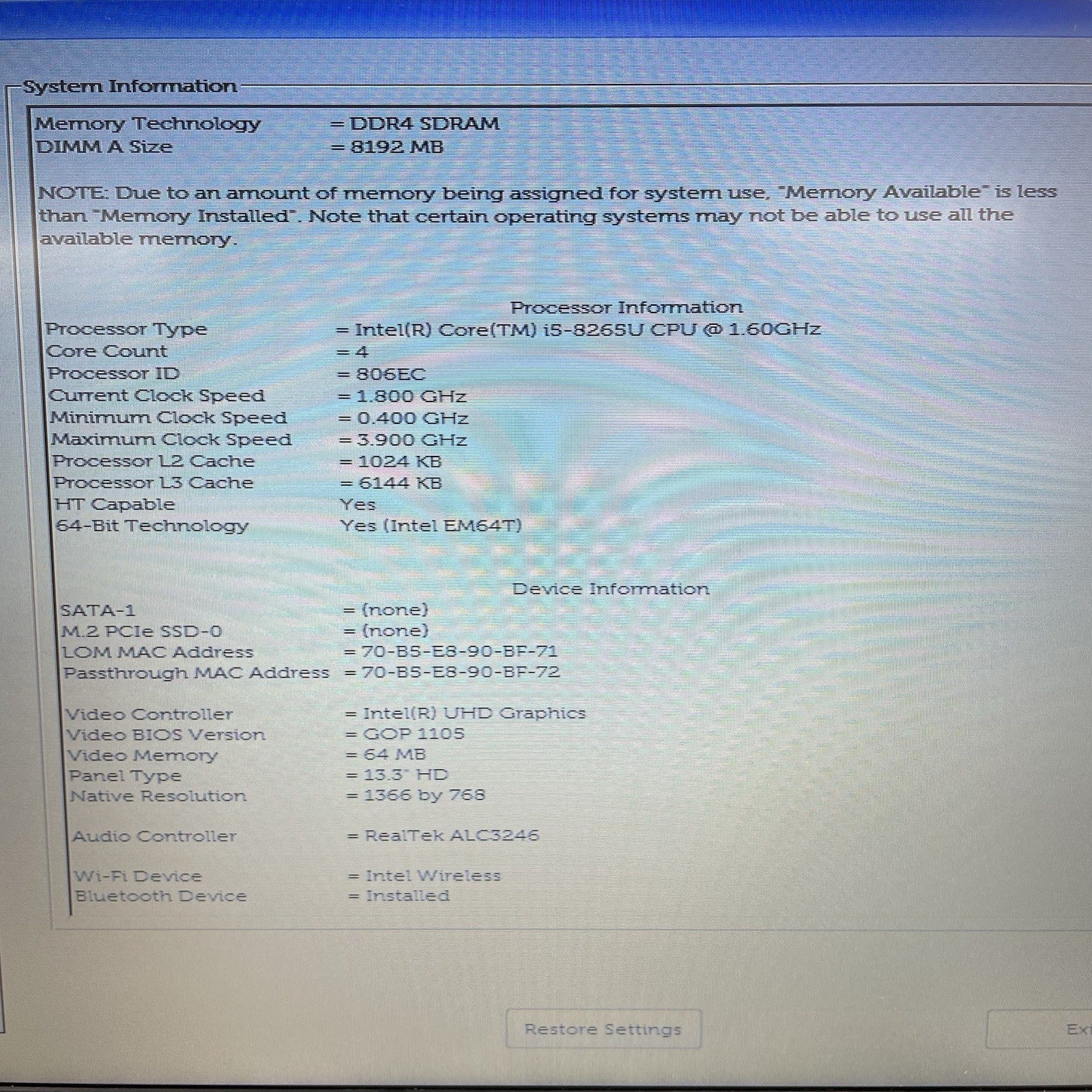 Dell Latitude 3310 13.3" i5-8265U 1.60 GHz 8 GB RAM No SSD/OS/AC/Batt - READ4