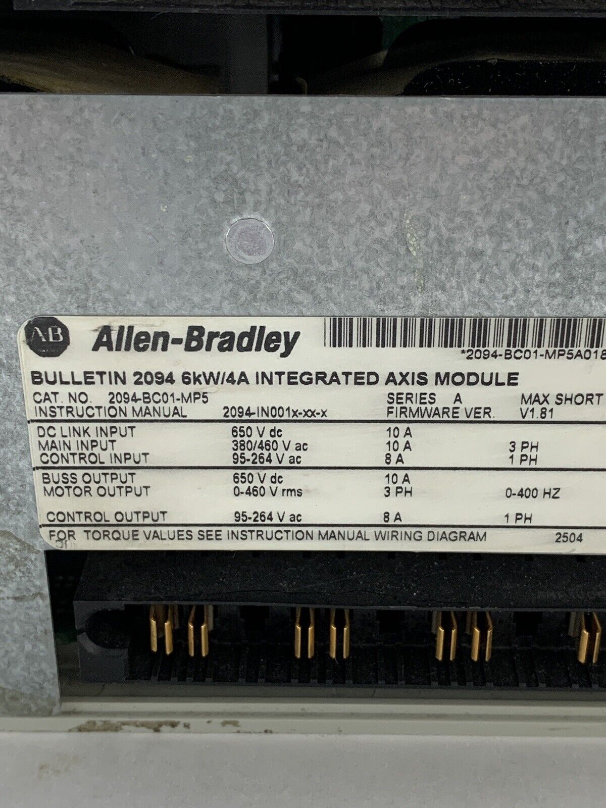 Allen-Bradley 2094-BC01-MP5-M Bulletin 2094 6kW/4A Integrated Axis Module Parts