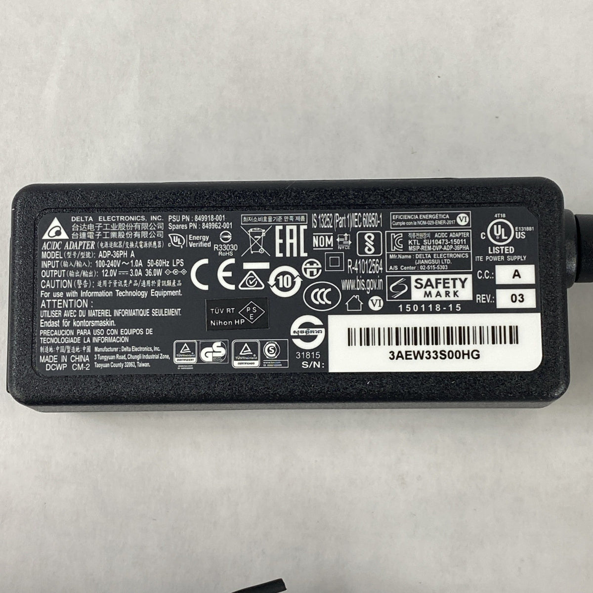 Delta ADP-36PH A 36 W 12V 3.0A Small Barrel AC Adapter - Lot of 34