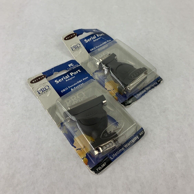 Lot of 2 New Belkin F2L087 Serial Port Adaptor DB9 Male / DB25 Female
