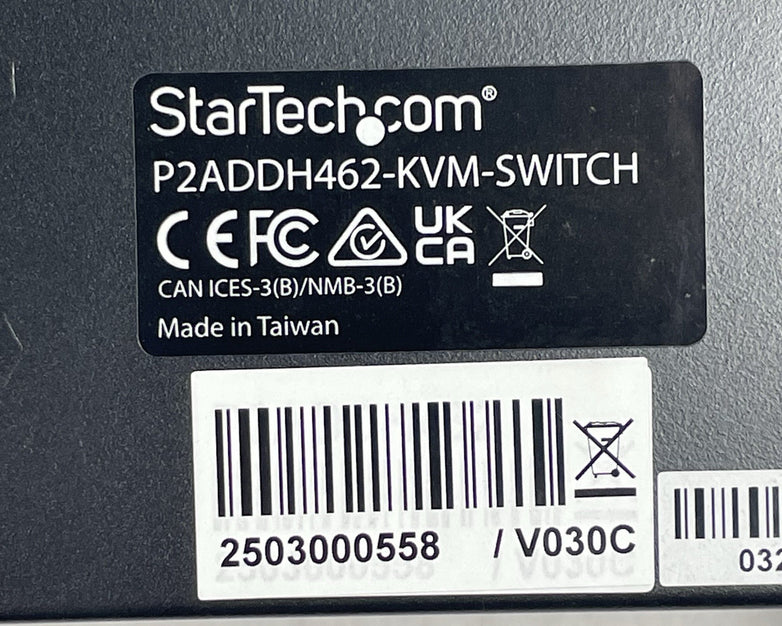 StarTech.com P2DD46A2-KVM-SWITCH 2-Port Dual-Monitor Power Tested